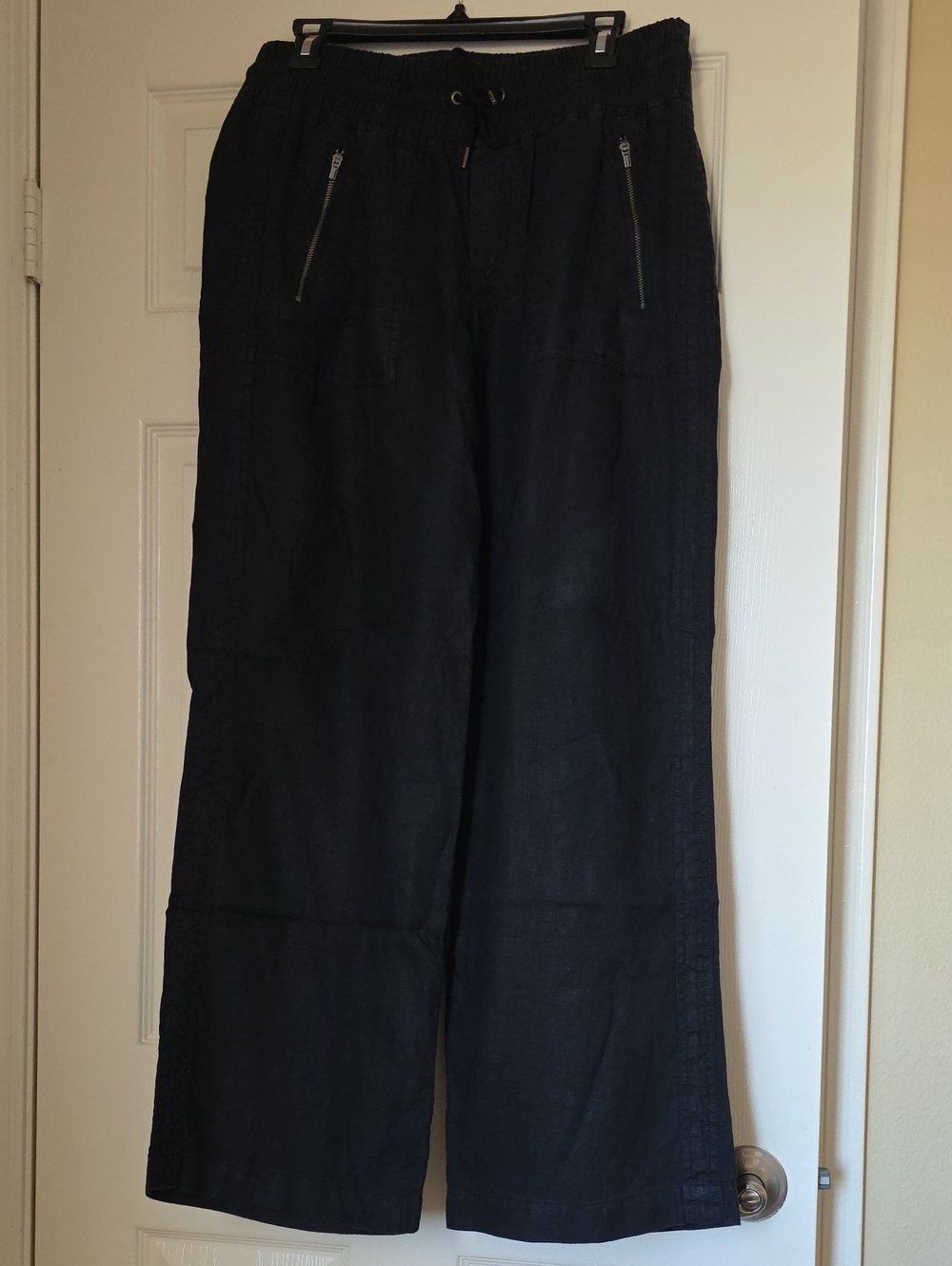Athleta Cabo Linen Wide Leg Pant in Black
